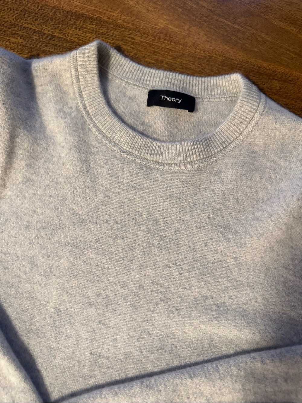 Theory Men Cashmere Crewneck Sweater in Heather Light Gray - Picture 2 of 3